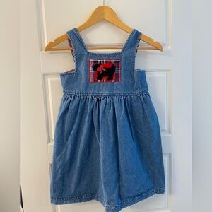 Vintage Eaton Kids 6X Denim Jumper Dress Scotty Dog